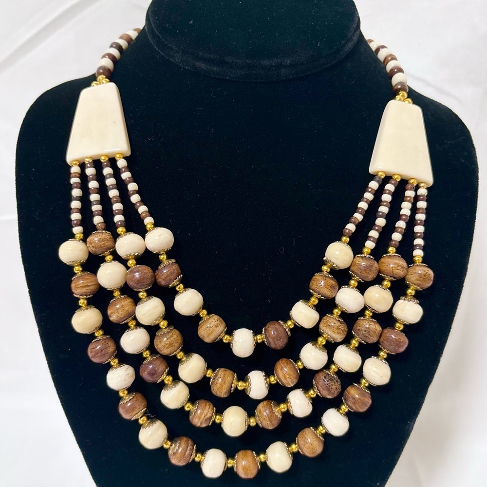 Multi layered Bone Bead Necklace